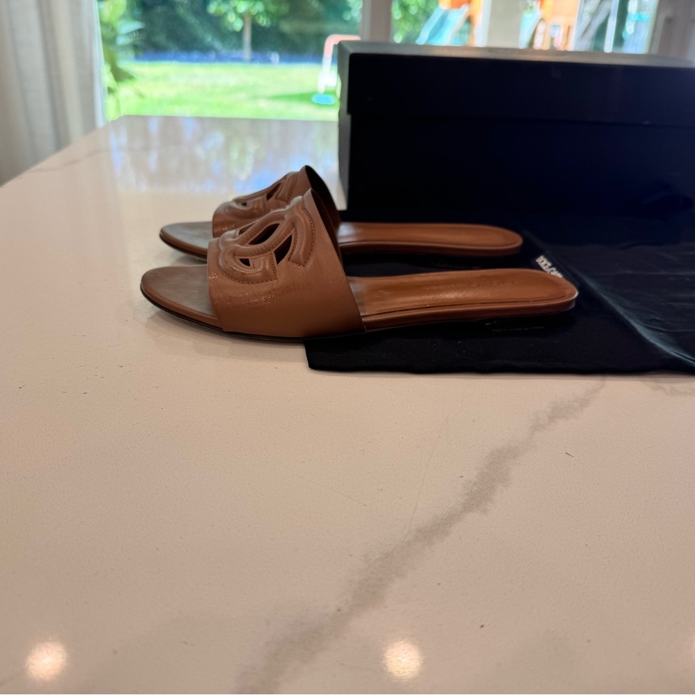 Dolce & Gabbana Brown Logo Slide Sandals - Picture 4 of 9
